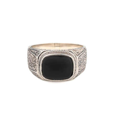 Gerochristo – Classic men ring in Sterling Silver with Black Onyx