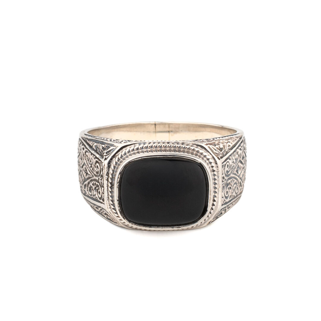 20345on Gerochristo – Classic men ring in Sterling Silver with Black Onyx