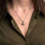 Gerochristo - Byzantine Cross Pendant in Sterling Silver with Blue Crystal - Image 2
