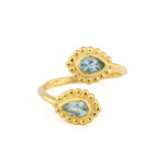 Open Blue Topaz Ring in 925 Sterling Silver Gold Plated
