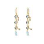 Aquamarine and Blue Topaz Dangle Earrings in 925 Silver Gold Plated