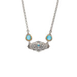 Georchristo Turquoise Necklace in 925 Sterling Silver and Gold Plated