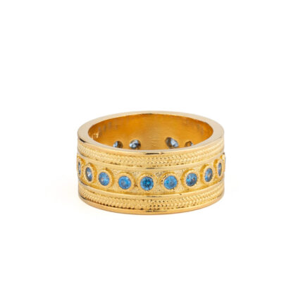 Byzantine Zircon Ring in 925 Sterling Silver Gold Plated