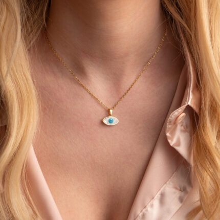 Evil Eye Protective Necklace in Stainless Steel