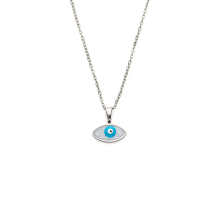 Evil Eye Protective Necklace in Stainless Steel