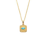 Square Evil Eye Lucky Necklace in Stainless Steel