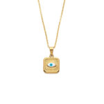 Square Evil Eye Lucky Necklace in Stainless Steel - Image 3