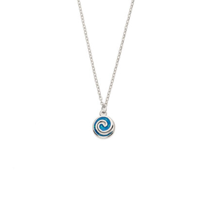 Spiral Pendant Necklace with Ocean Blue Details in Stainless Steel