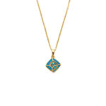 Meander Pendant Necklace with Ocean Blue Details in Stainless Steel