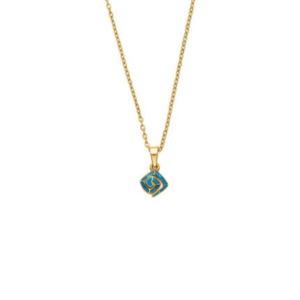 Meander Necklace with Ocean Blue Details in Stainless Steel