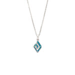 Greek Key Necklace with Ocean Blue Details in Stainless Steel