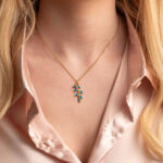 Olive Necklace with Ocean Blue Details in Stainless Steel - Image 2