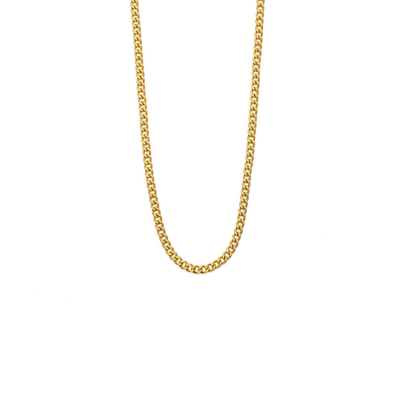 Thin Curb Chain in Stainless Steel and Gold Plated