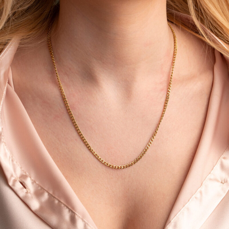 Thin Curb Chain in Stainless Steel and Gold Plated