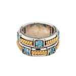 Byzantine Crystal Band Ring in 925 Silver and Gold Plated