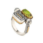 Byzantine Two-Side Ring in 925 Sterling Silver with Turquoise & Green Copper
