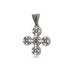 Doublet Apatite Cross Pendant in 925 Sterling Silver and Gold Plated