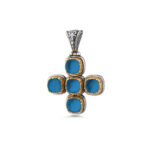 Doublet Mother of Pearl Cross Pendant in 925 Sterling Silver and Gold Plated - Image 4