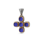 Doublet Mother of Pearl Cross Pendant in 925 Sterling Silver and Gold Plated - Image 5