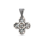 Byzantine Doublet Apatite Cross Pendant in 925 Sterling Silver and Gold Plated