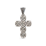 Byzantine Doublet Amazonite Cross Pendant in 925 Sterling Silver and Gold Plated