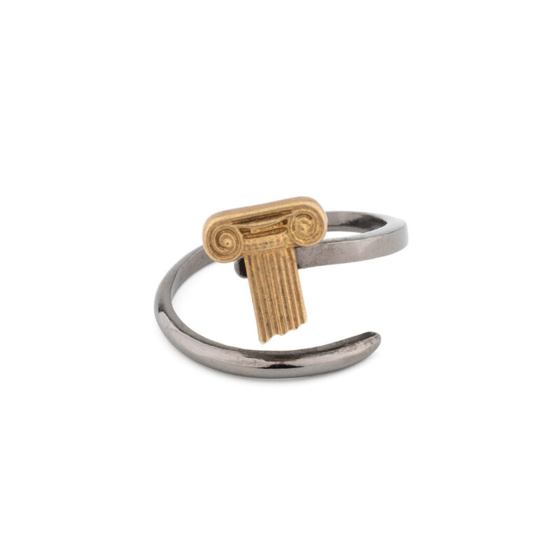 Ionic Column Ring - 925 Sterling Silver and Gold Plated