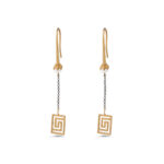 Greek Key Dangle Earrings with Pearl