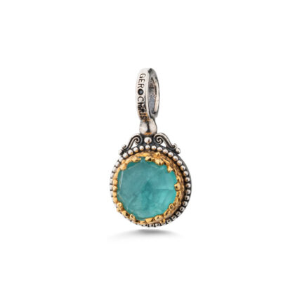 Gerochristo - Small Round Pendant is Sterling Silver with Doublet Gemstone
