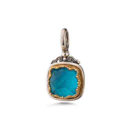Gerochristo - Iris square pendant in Sterling Silver with Gemstone