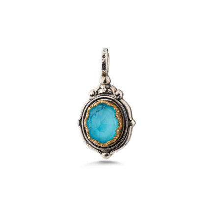 Gerochristo - Semeli Oval Pendant in Sterling silver with Doublet Gemstone
