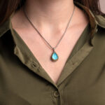 Gerochristo – Dione teardrop pendant in sterling silver with Turquoise - Image 2