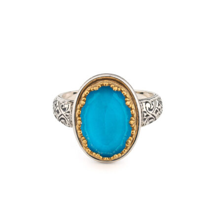 Gerochristo - Iris Oval ring in Sterling Silver with Doublet Stone