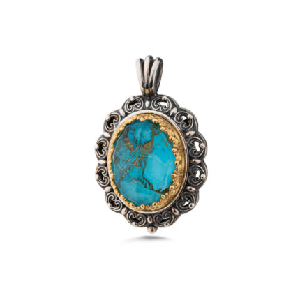 Gerochristo - Penelope Big Oval Pendant is Sterling Silver with Doublet Gemstone