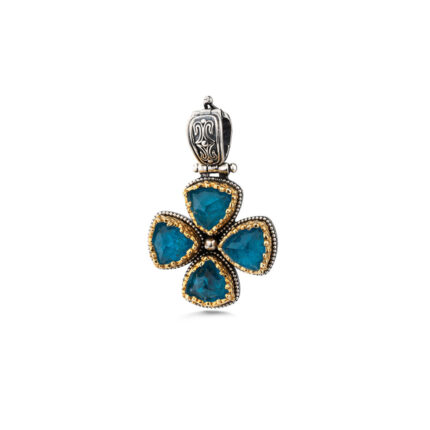 Gerochristo – Dione mini Cross in Sterling Silver with Doublet Stone