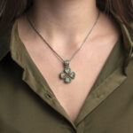 Gerochristo – Dione mini Cross in Sterling Silver with Doublet Stone - Image 2