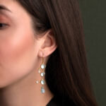 Aquamarine and Blue Topaz Dangle Earrings in 925 Silver Gold Plated - Image 2