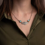 Georchristo Turquoise Necklace in 925 Sterling Silver and Gold Plated