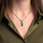 Doublet Apatite and Pearl Pendant in 925 Sterling Silver and Gold Plated