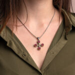 Doublet Ruby Cross Pendant in 925 Sterling Silver and Gold Plated