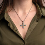 Crystal Cross Pendant in 925 Sterling Silver and Gold Plated
