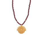 Medusa Neckalce with Garnet Stones - 925 Sterling Silver