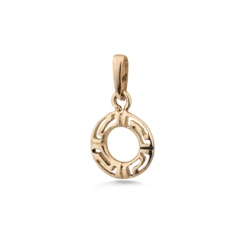 Greek Key Round Pendant - 14Κ Gold