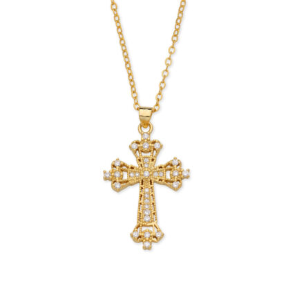 Byzantine Cross Necklace with Zircon - 925 Sterling Silver