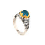925 Sterling Silver Byzantine Ring with Doublet Apatite