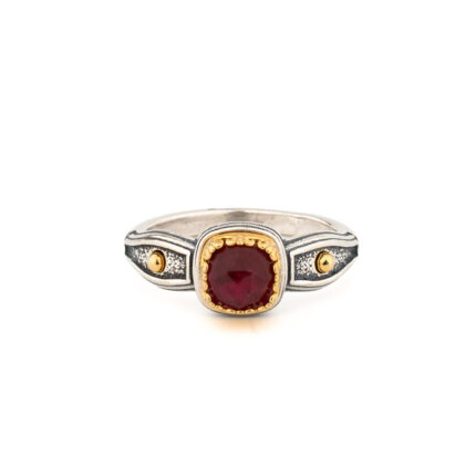 Doublet Ruby or Turquoise Byzantine Ring – Sterling Silver 925