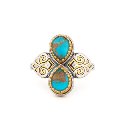 Doublet Turquoise Copper Byzantine Ring – Sterling Silver 925