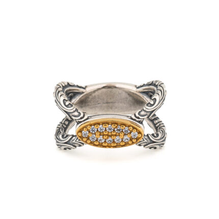 925 Sterling Silver Byzantine Ring with Zircon