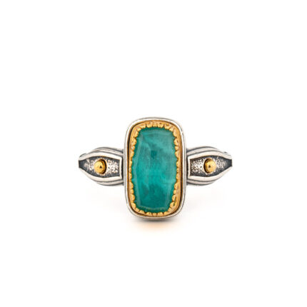 Rectangular Doublet Amazonite Ring in 925 Sterling Silver