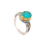 925 Sterling Silver Byzantine Ring with Doublet Amazonite Gemstone