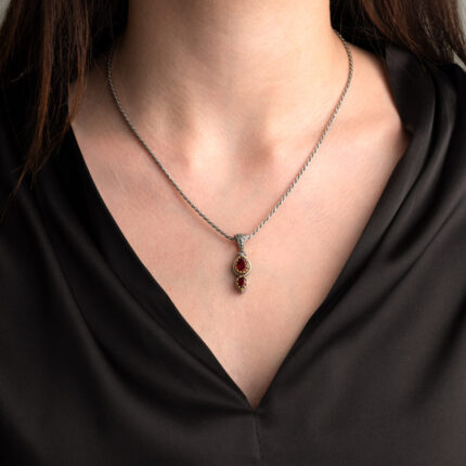 Doublet Garnet Teardrop Pendant – 925 Sterling Silver